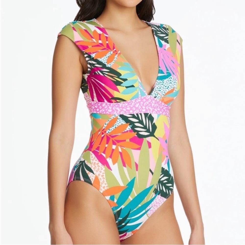 Bleu Rod Beattie Wild at Heart Cap Sleeve One Piece Swimsuit Size 8 - Picture 3 of 10